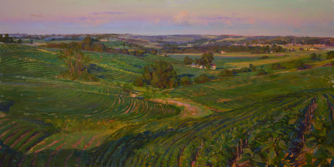 ''Evening Bean Fields,'' oil, 24x48'', price on request